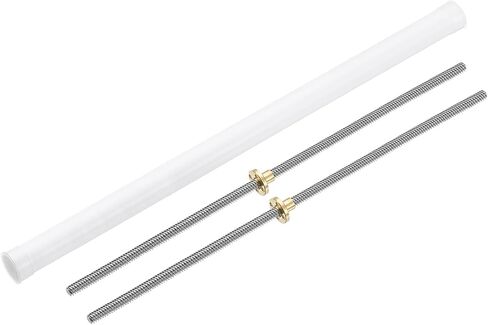 UXCELL 2PCS 470MM TR8X2 برغي الرصاص مع الجوز النحاسي (خيط ACME ، الملعب 2 مم ، 1 بدايات ، رصاصة 2 مم) ، 304 ترقية طابعة شريط المسمار الفولاذ المقاوم للصدأ مع أنبوب التغليف البلاستيكي ، الفضة in Kuwait