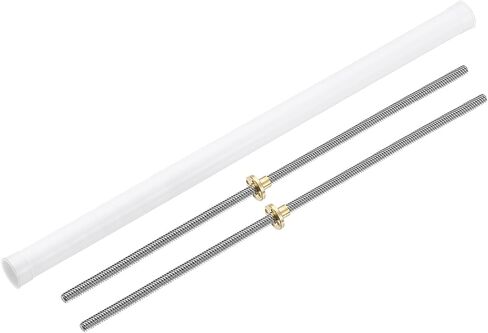 UXCELL 2PCS 470MM TR8X2 برغي الرصاص مع الجوز النحاسي (خيط ACME ، الملعب 2 مم ، 1 بدايات ، رصاصة 2 مم) ، 304 ترقية طابعة شريط المسمار الفولاذ المقاوم للصدأ مع أنبوب التغليف البلاستيكي ، الفضة in Kuwait
