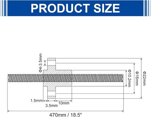 UXCELL 2PCS 470MM TR8X2 برغي الرصاص مع الجوز النحاسي (خيط ACME ، الملعب 2 مم ، 1 بدايات ، رصاصة 2 مم) ، 304 ترقية طابعة شريط المسمار الفولاذ المقاوم للصدأ مع أنبوب التغليف البلاستيكي ، الفضة in Kuwait