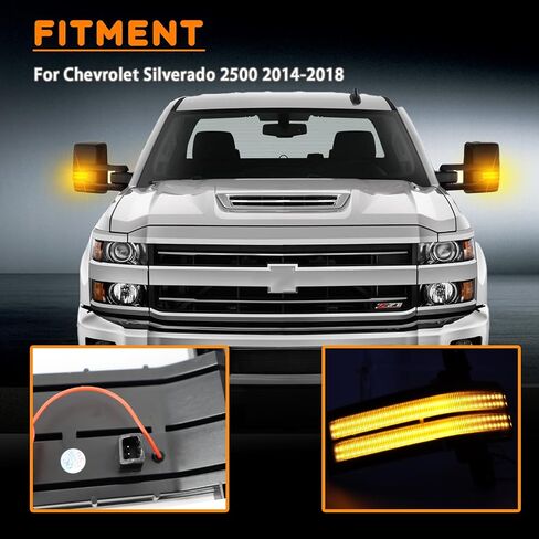 LED Rear Side Mirror Light DRL Amber Sequential Turn Signal Lamp Feature Kit for 2020-2024 Chevy Silverado/GMC Sierra 2500 3500 Pickup Truck,Full LED Side Marker Mirror DRL Lamp,2pc (20-24) in Saudi Arabia