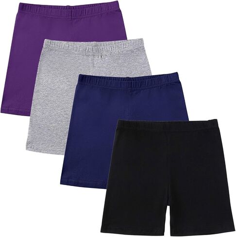 4 Pack Girls Bike Shorts Under Dress Dance Short Kids Basic Cotton Shorts Stretchy Athletic Short Running YogaShorts in Saudi Arabia