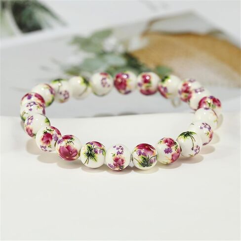 Porcelain Beads Bracelet for Women Elegant Vintage Style Blue Flower Ceramics Bracelet Chinese Style Celadon Wrist Bracelet Sunflower Bracelets in Saudi Arabia