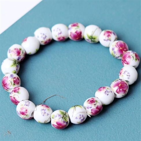 Porcelain Beads Bracelet for Women Elegant Vintage Style Blue Flower Ceramics Bracelet Chinese Style Celadon Wrist Bracelet Sunflower Bracelets in Saudi Arabia