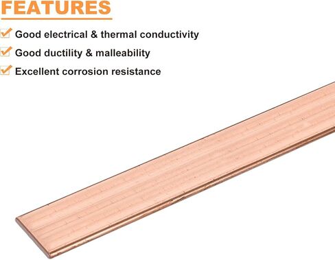 شريط مسطح النحاس Uxcell ، 1/16 "سماكة x 1" عرض × 8 "طول مطحنة لوحة الحافلة النحاسية للنحاس للكهرباء (1.5 مم × 25 مم × 200 مم) in Saudi Arabia