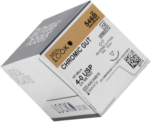 Look 546B Chromic Gut Absorbable Reverse Cutting Sutures C17 3/8 Circle 4-0 18" 12/Bx in Saudi Arabia