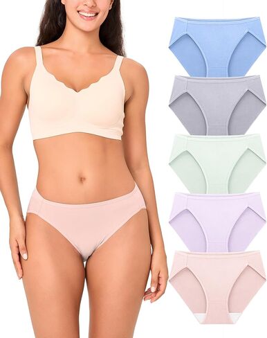 BAMBOO COOL Womens Underwear High Cut Briefs Breathable Moisture-Wicking Hipster Ladies Panties, 5-Pack in Saudi Arabia
