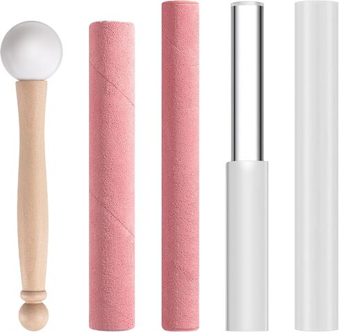 Nuanchu 5 Pcs Crystal Singing Bowl Mallet Set Includes Sheepskin Solid and Hollow Sound Sticks Singing Bowl Rubber Mallet with Wood Handle Clear Acrylic Striker for Playing(Silver) in Saudi Arabia