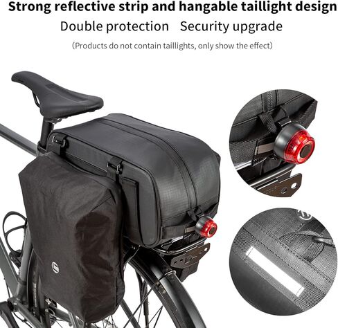 HuiJuKeJi Bike Rear Double Pannier Bag,35L Expandable Capacity Waterproof Cargo Carrier Rear Rack Saddle Bag for Bike&Ebike,Reflective Storage Luggage Bike Accessories for Outdoor Commute Travel in Kuwait