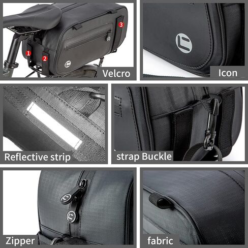 HuiJuKeJi Bike Rear Double Pannier Bag,35L Expandable Capacity Waterproof Cargo Carrier Rear Rack Saddle Bag for Bike&Ebike,Reflective Storage Luggage Bike Accessories for Outdoor Commute Travel in Kuwait