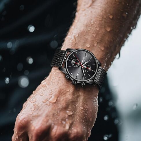 Professional Japanese VD51 Movement Men's Business Watch - 3 Year Battery Life, Luminous Hands, Date Display & Chronograph - Stainless Steel/Premium Leather Strap (Multiple Colors) in Saudi Arabia