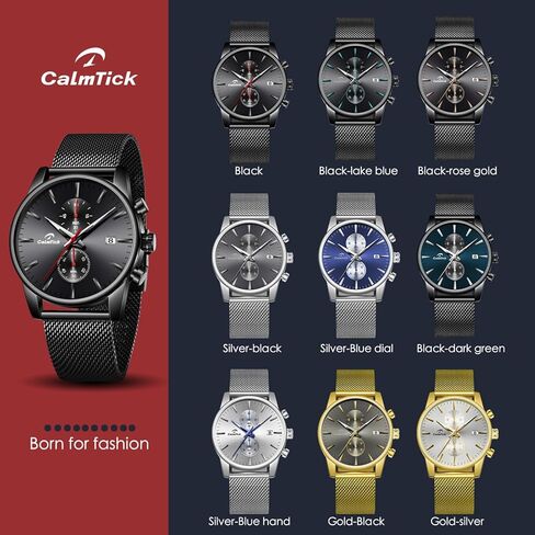 Professional Japanese VD51 Movement Men's Business Watch - 3 Year Battery Life, Luminous Hands, Date Display & Chronograph - Stainless Steel/Premium Leather Strap (Multiple Colors) in Saudi Arabia