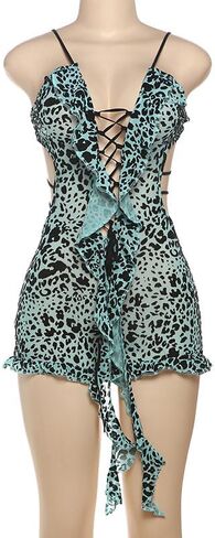 Molilove Womens Cheetah Print Romper Mesh Sexy Sexy Bodycon Shorts Leopard Romper Hollow Out Y2K One Piece Outfits in Kuwait