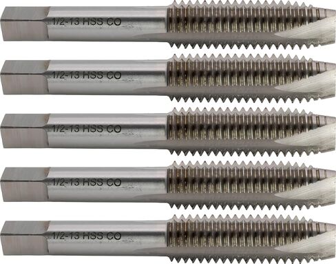 5 PCS M35 Cobalt Steel Point Point Transing Taps ، 1/2 "-13 UNC ، H3 ، 3 Flute ، Bright (Unsoated). in Kuwait