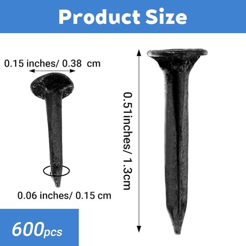 600 Pcs Nails for Shoe Repair 13mm Black Iron Stud Metal Nails Tacks Non-Slip Horse Shoe Nails Mini Boot Studs for Shoes Boots Leather Heels Soles Repairs Replacement Woodworking Craft in Saudi Arabia