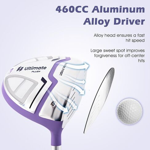 Tangkula 9/10/12 Pieces Women's Complete Golf Clubs Set, Golf Club Package Set with 460CC Driver, Fairway Wood & Hybrid, Irons, Putter, Portable Regular Golf Club Set in Saudi Arabia