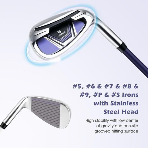 Tangkula 9/10/12 Pieces Women's Complete Golf Clubs Set, Golf Club Package Set with 460CC Driver, Fairway Wood & Hybrid, Irons, Putter, Portable Regular Golf Club Set in Saudi Arabia