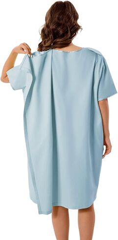 فساتين مستشفى Voeeron للنساء لينة قصيرة الأكمام ثوب المريض مفتوح الظهر ملابس التكييف مع جيوب in Kuwait