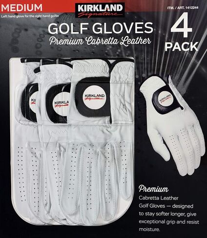 Kirkland Signature Golf Gloves Premium Cabretta Leather, Medium (4 Count) in Saudi Arabia