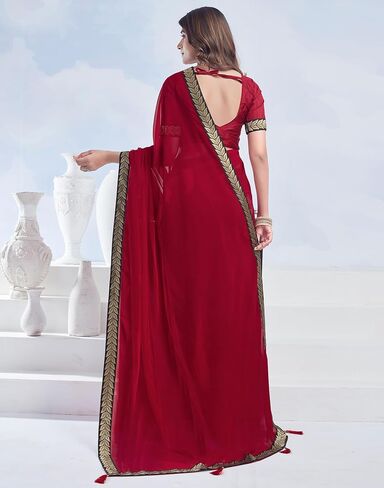 ساري الحدود Georgette للسيدات مع قطعة بلوزة غير مختلطة (3736S2634_Black) in Saudi Arabia
