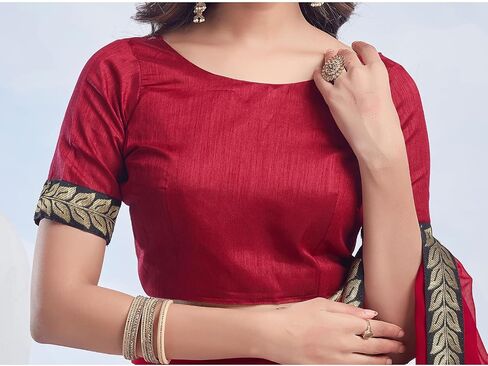 ساري الحدود Georgette للسيدات مع قطعة بلوزة غير مختلطة (3736S2634_Black) in Saudi Arabia