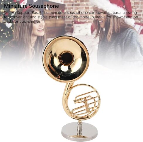 ASIXXSIX MINIATURE Saxophone ، Sousaphone Model Model Mini Musical Replica مع حامل وحالة ، للديكور المنزلي والزخرفة ، الذهبي in Saudi Arabia