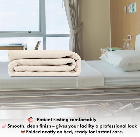 Hospital Blanket, Pack of 6, 70 x 90 Inches, Cotton Blended, Lightweight Utility Blanket for Patient Care, Soft and Breathable, Unbleached Bath Blanket (6) in Saudi Arabia