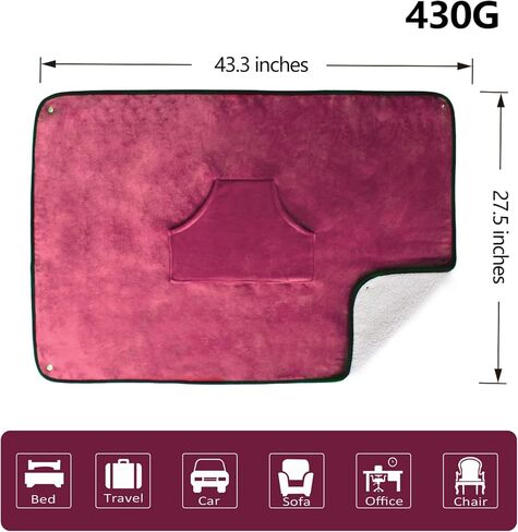 بطانية SJC LAP لبطانية كرسي متحرك خفيف الوزن مع شال مكتب الفانيلا الفخمة للأريكة ، سرير 43.3 "*27.5" (أحمر) in Kuwait