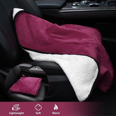 بطانية SJC LAP لبطانية كرسي متحرك خفيف الوزن مع شال مكتب الفانيلا الفخمة للأريكة ، سرير 43.3 "*27.5" (أحمر) in Kuwait