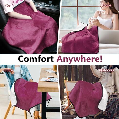 بطانية SJC LAP لبطانية كرسي متحرك خفيف الوزن مع شال مكتب الفانيلا الفخمة للأريكة ، سرير 43.3 "*27.5" (أحمر) in Kuwait