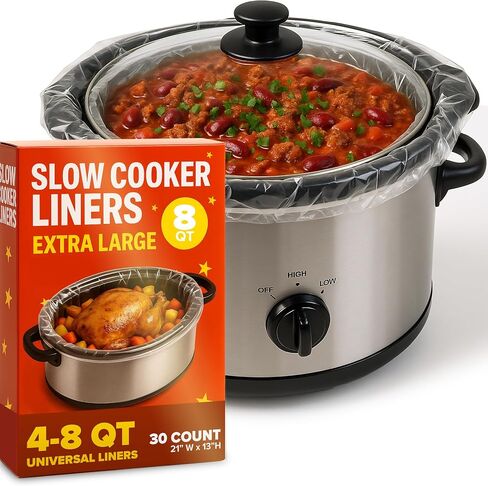 30 عددًا كبيرًا من بطانات الطهي البطيئة ، 8QT ، بطانات طهي بطيئة 8QT للتصرف للأواني البيضاوية ، كيس طهي مقاوم للمقاومة للضغط على الطعام الثقيل ، و 8 كوارت بطيئة طبخ بطانة مع Gusset in Kuwait