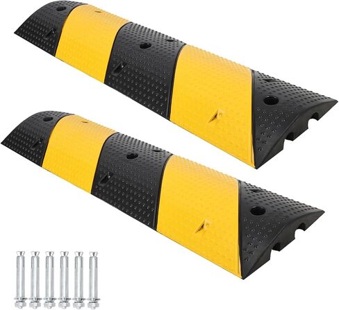 Rubber Speed Hump - 2 Channel, 25000 Lbs Capacity Heavy Duty Traffic Speed Bump, Speed Bumps for Driveway Asphalt Parking Lot, and Gravel Road, 2 Pack 3.3FT in Saudi Arabia