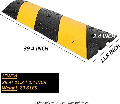 Rubber Speed Hump - 2 Channel, 25000 Lbs Capacity Heavy Duty Traffic Speed Bump, Speed Bumps for Driveway Asphalt Parking Lot, and Gravel Road, 2 Pack 3.3FT in Saudi Arabia