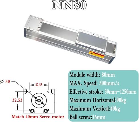 80mm Wide Fully Enclosed Sliding Table 90kg Load Linear Rail Guide SFU1605/1610(40mm Servo Bracket,SFU1610-350mm) in Saudi Arabia
