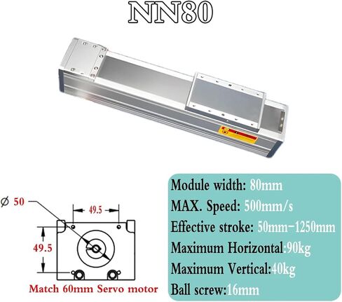 80mm Wide Fully Enclosed Sliding Table 90kg Load Linear Rail Guide SFU1605/1610(40mm Servo Bracket,SFU1610-850mm) in Saudi Arabia