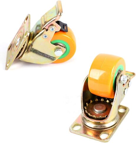 Caster Wheels,Furniture castors, 2 inch Polyurethane Foam Furniture Caster,360° Top Plate,Ball Bearing,Dual Locking,No Noise,Load Capacity 661lb,with Screws,for Trolley,Cabinet(Brake) in Saudi Arabia