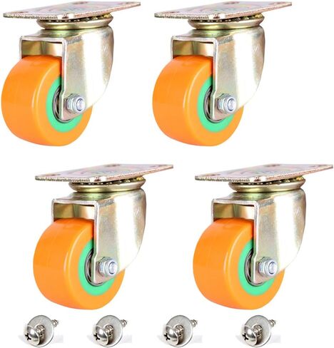 Caster Wheels,Furniture castors, 2 inch Polyurethane Foam Furniture Caster,360° Top Plate,Ball Bearing,Dual Locking,No Noise,Load Capacity 661lb,with Screws,for Trolley,Cabinet(Brake) in Saudi Arabia