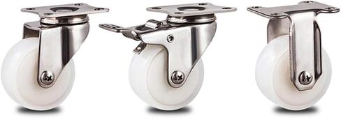 Caster Wheels,Furniture castors, Wheels 4 White PA Nylon Furniture Casters,Swivel Plate Castor Wheel,with 360° Top Plate & Bearing Heavy Duty,105kg Capacity,for Small Devices(Fixed+Universal,1.5in) in Saudi Arabia