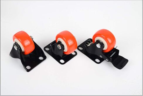 Caster Wheels,Furniture castors, Wheels 4X Swivel Furniture Caster Red PU Polyurethane Plate Wheel,No Noise,Wear-Resistant,Double Bearing,Capacity 120kg,for Table Flower Stand(Brake+Universal,1.5in) in Saudi Arabia