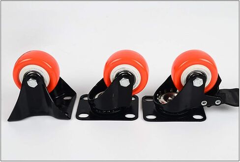 Caster Wheels,Furniture castors, Wheels 4X Swivel Furniture Caster Red PU Polyurethane Plate Wheel,No Noise,Wear-Resistant,Double Bearing,Capacity 120kg,for Table Flower Stand(Brake+Universal,1.5in) in Saudi Arabia