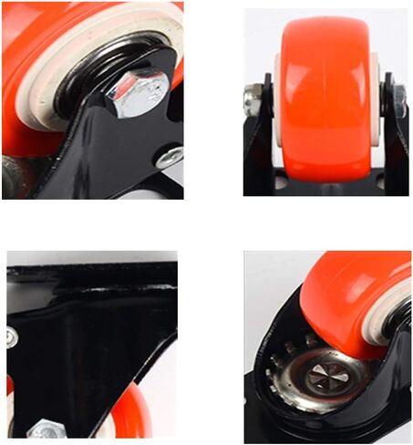 Caster Wheels,Furniture castors, Wheels 4X Swivel Furniture Caster Red PU Polyurethane Plate Wheel,No Noise,Wear-Resistant,Double Bearing,Capacity 120kg,for Table Flower Stand(Brake+Universal,1.5in) in Saudi Arabia