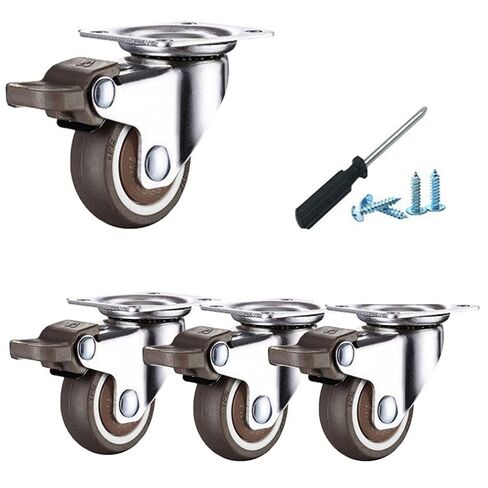 عجلات العجلات ، عجلات الأثاث ، عجلات لوحة دوارة دوارة مع الفرامل ، وعجلات الأثاث المطاط الناعم ، صفيحة أعلى 360 درجة ، سعة الحمل 120 كجم ، للخشب الصلب ، السجاد ، 4pcs ، مع البراغي (الفرامل ، 50 مم) in Kuwait