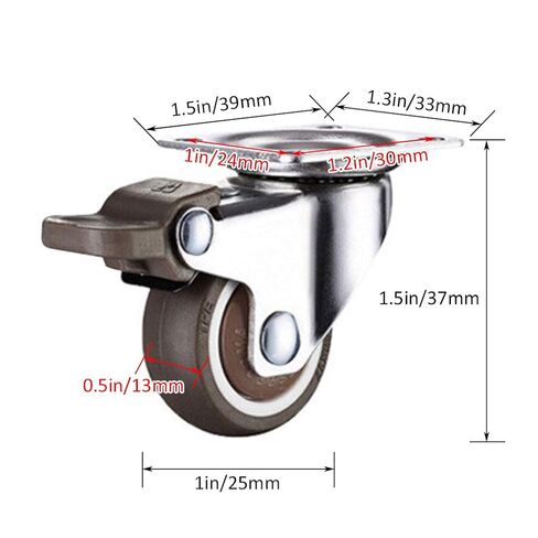 عجلات العجلات ، عجلات الأثاث ، عجلات لوحة دوارة دوارة مع الفرامل ، وعجلات الأثاث المطاط الناعم ، صفيحة أعلى 360 درجة ، سعة الحمل 120 كجم ، للخشب الصلب ، السجاد ، 4pcs ، مع البراغي (الفرامل ، 50 مم) in Kuwait
