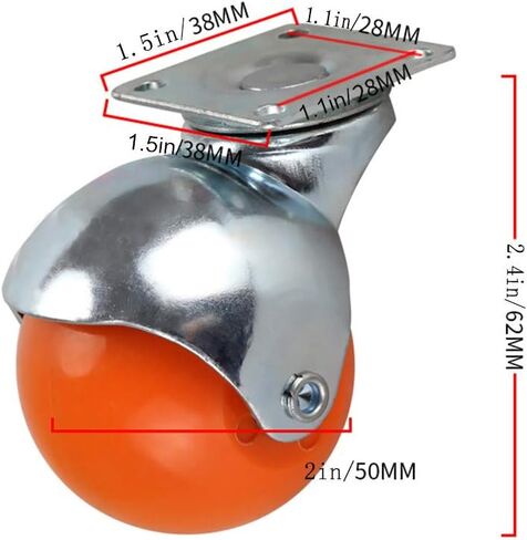 Caster Wheels,Furniture castors, Wheels 2" 50mm Swivel Ball Casters Wheels,Color Nylon Furniture Casters,Galvanized Bracket,Silent,Bearing 90kg,for Sofa,Chair,Coffee Table,File Cabinets(Green,4pcs) in Saudi Arabia