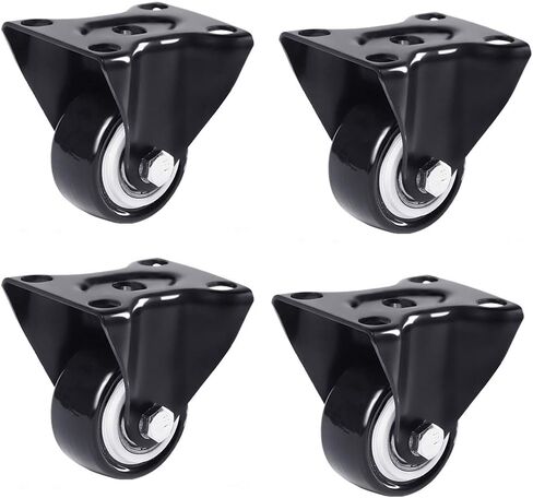 Caster Wheels,Furniture castors, Wheels 4pcs Swivel Furniture Caster Wheel,Castors-Polyurethane,Black,Double Bearings,Wear-Resistant,200kg Capacity,with Screw,for Coffee Table,Cabinet(Fixed,1.5in) in Saudi Arabia