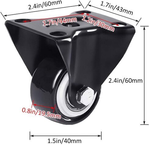 Caster Wheels,Furniture castors, Wheels 4pcs Swivel Furniture Caster Wheel,Castors-Polyurethane,Black,Double Bearings,Wear-Resistant,200kg Capacity,with Screw,for Coffee Table,Cabinet(Fixed,1.5in) in Saudi Arabia