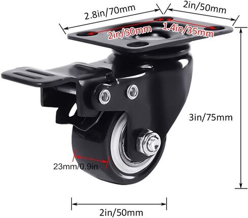 Caster Wheels,Furniture castors, Wheels 4pcs Swivel Furniture Caster Wheel,Castors-Polyurethane,Black,Double Bearings,Wear-Resistant,200kg Capacity,with Screw,for Coffee Table,Cabinet(Fixed,1.5in) in Saudi Arabia