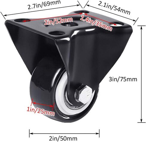 Caster Wheels,Furniture castors, Wheels 4pcs Swivel Furniture Caster Wheel,Castors-Polyurethane,Black,Double Bearings,Wear-Resistant,200kg Capacity,with Screw,for Coffee Table,Cabinet(Fixed,1.5in) in Saudi Arabia