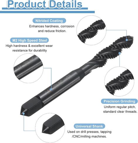 uxcell Spiral Flute Thread Taps 4-40 UNC H2 Machine Threading Tap Bit, Nitrided Coated Screw Tapping Repair Tool, M2 High-Speed Steel (HSS6542) in Saudi Arabia