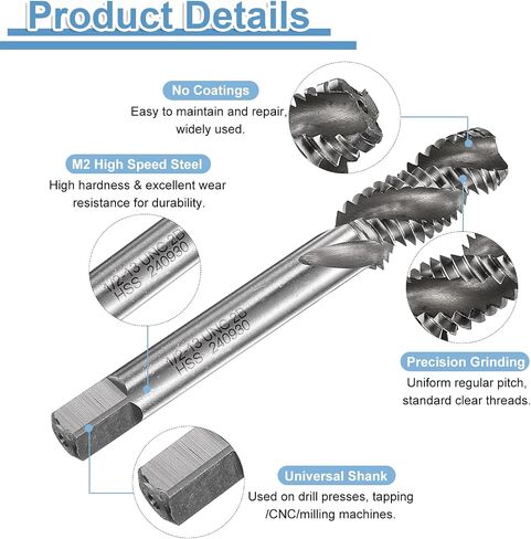UXCELL 2PCS THES SPOLUT FLUTE THESS 5/16-18 UNC 2B Machine Threading Bit ، أداة إصلاح المسمار غير المطلية ، الصلب M2 عالي السرعة (HSS) in Kuwait
