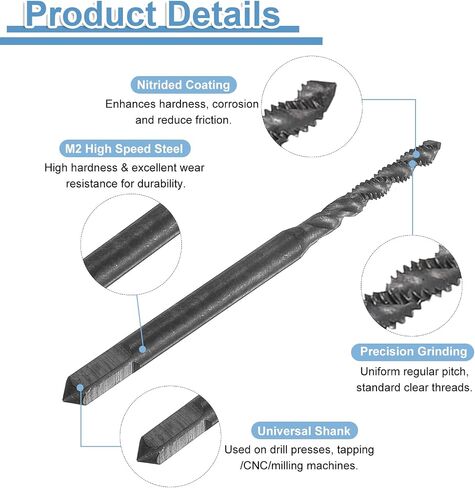 uxcell Spiral Flute Thread Taps 1/4-28 UNF 2B Machine Threading Tap Bit, Nitrided Coated Screw Tapping Repair Tool, M2 High-Speed Steel (HSS) in Saudi Arabia